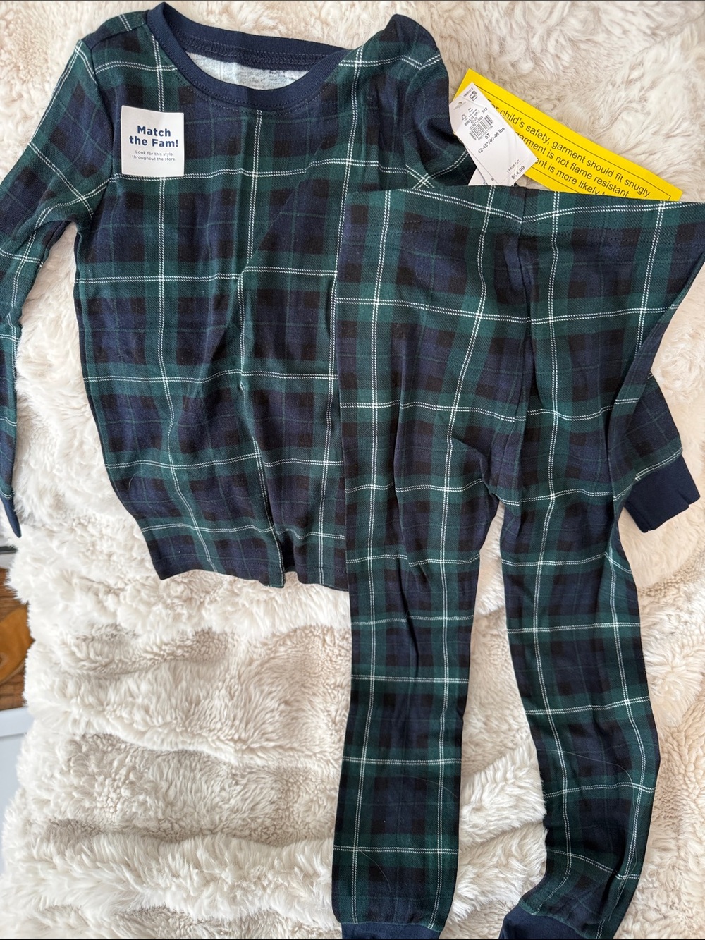 Old Navy Green and Navy Plaid Kids Long-Sleeve Pajama Set